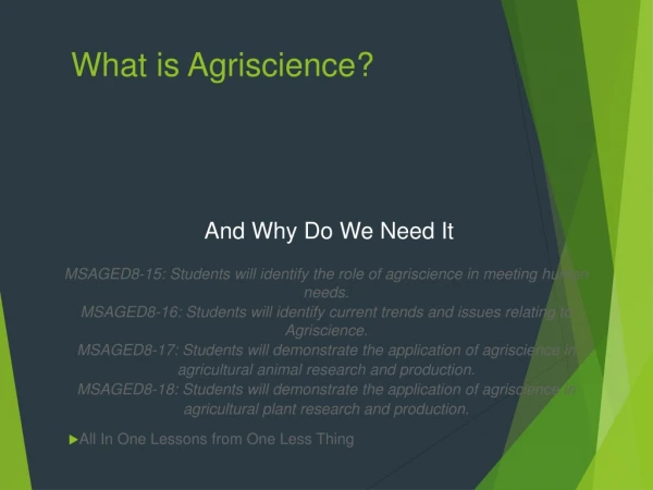 What is Agriscience?