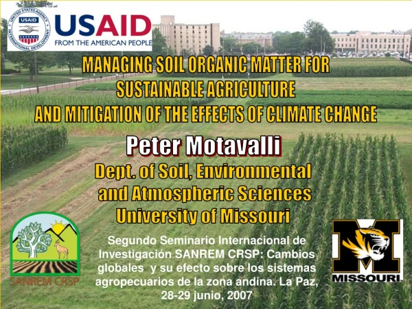 MANAGING SOIL ORGANIC MATTER FOR SUSTAINABLE AGRICULTURE