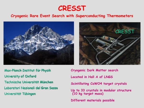 CRESST  Cryogenic Rare Event Search with Superconducting Thermometers