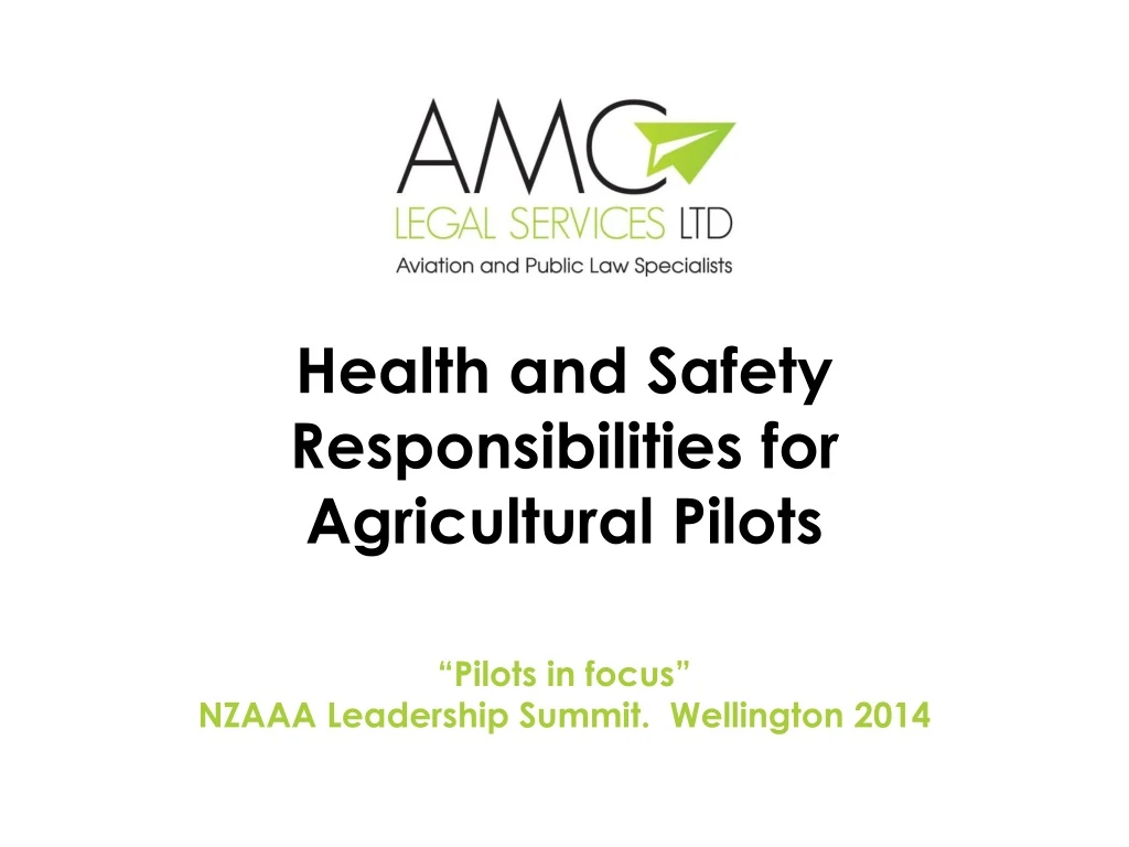 health and safety responsibilities for agricultural pilots