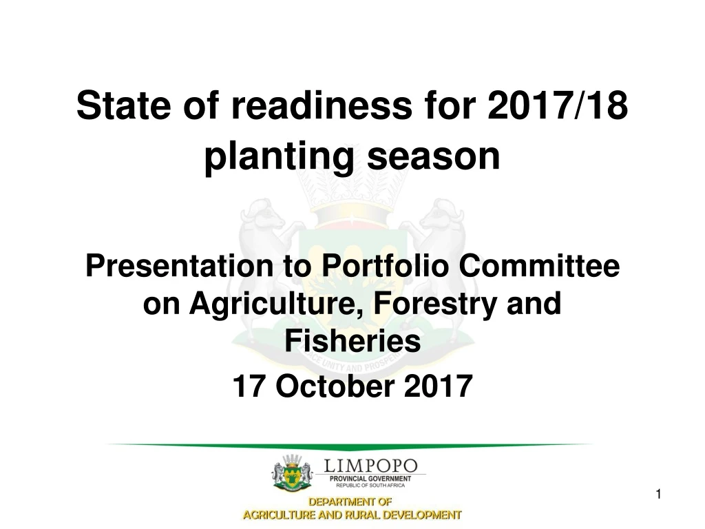 state of readiness for 2017 18 planting season