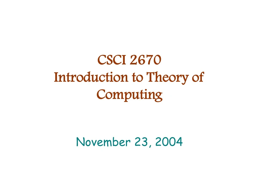 csci 2670 introduction to theory of computing