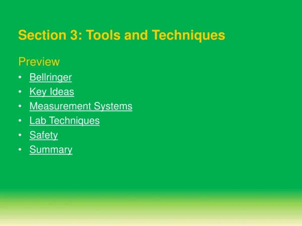 Section 3: Tools and Techniques