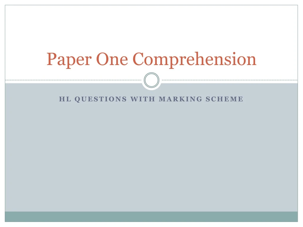 paper one comprehension