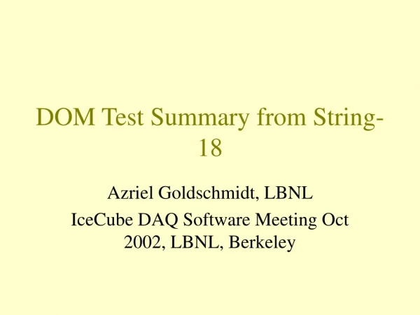 DOM Test Summary from String-18