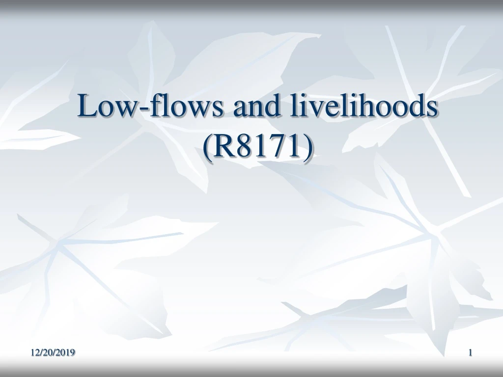 low flows and livelihoods r8171