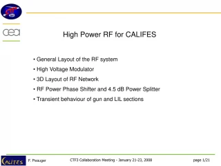 CALIFES RF System: Layout & Equipment Overview - slide 1
