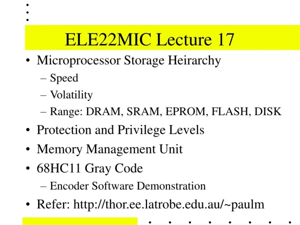 ELE22MIC Lecture 17