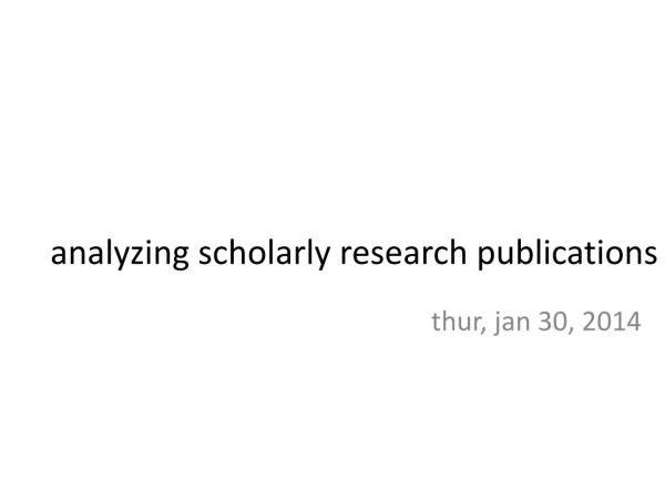 analyzing scholarly research publications