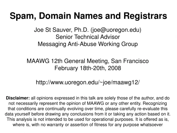 Spam, Domain Names and Registrars