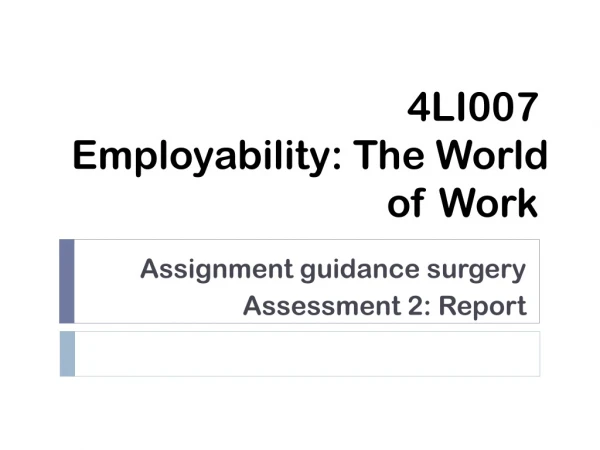 4LI007  Employability: The World of Work 