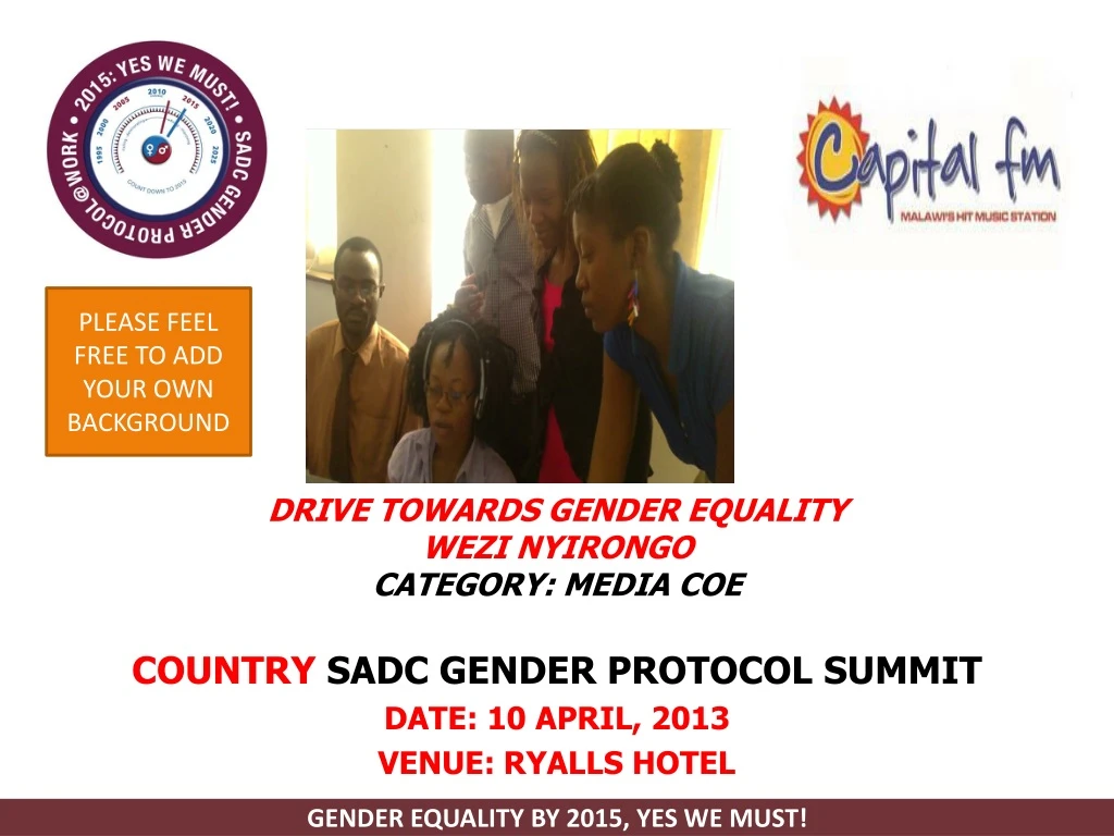 drive towards gender equality wezi nyirongo category media coe