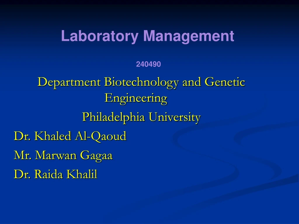 laboratory management