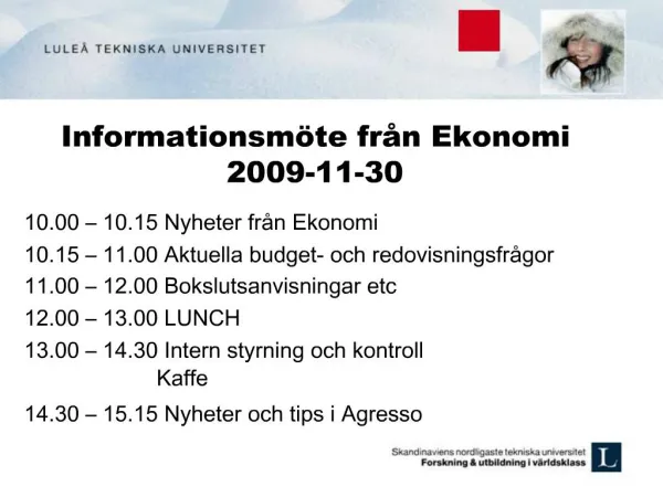 Informationsm te fr n Ekonomi 2009-11-30
