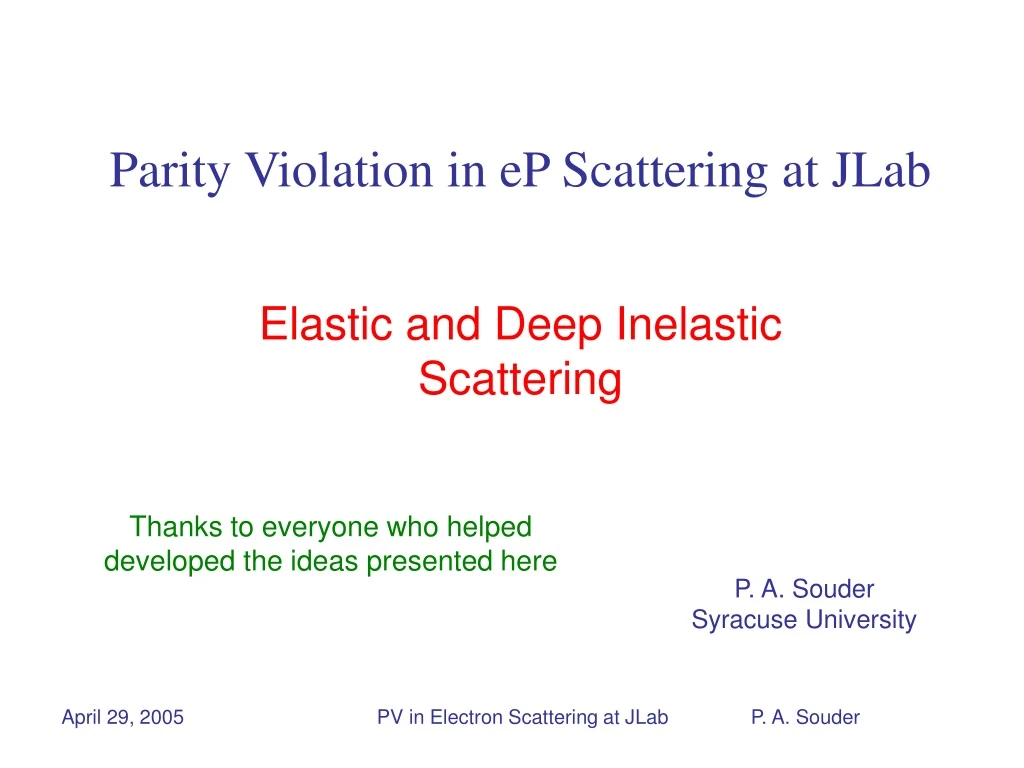 parity violation in ep scattering at jlab