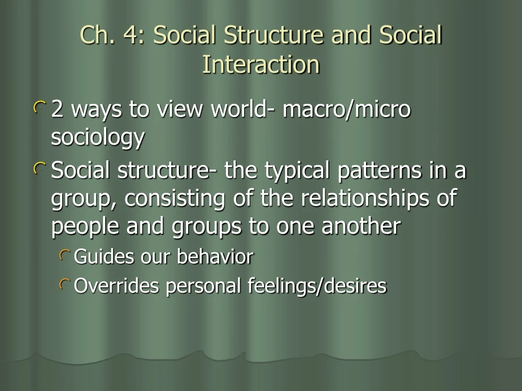ch 4 social structure and social interaction