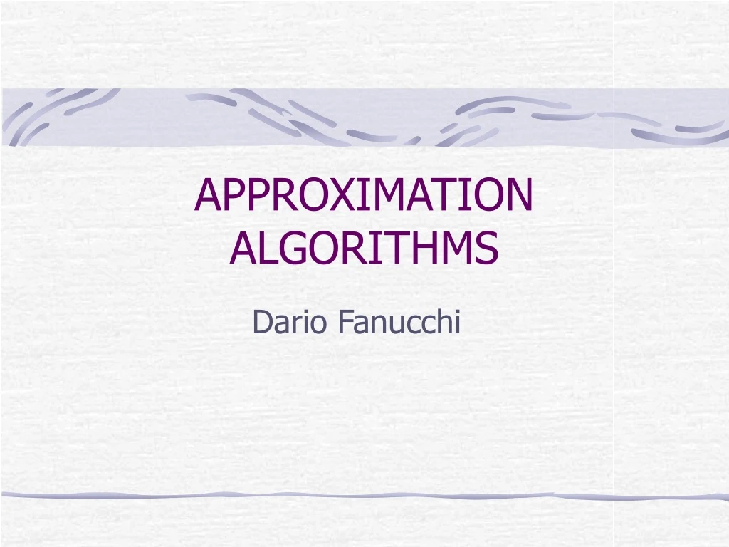 approximation algorithms