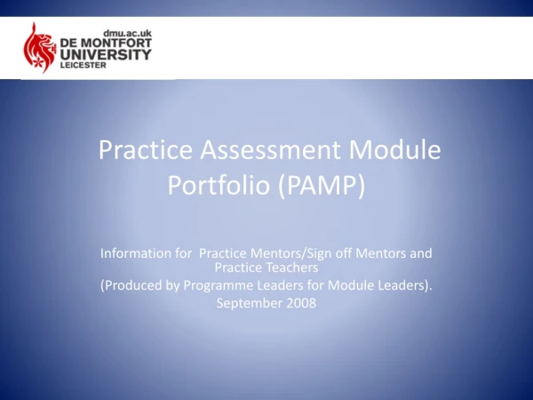 Practice Assessment  Module Portfolio  ( PAMP)