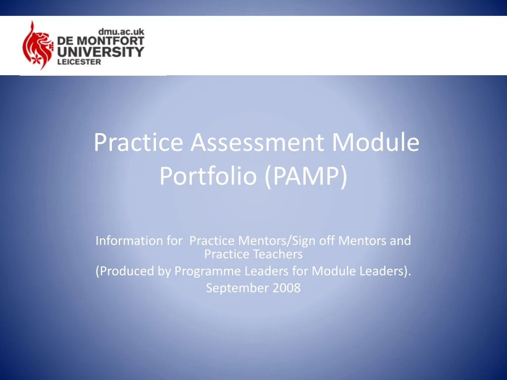 practice assessment module portfolio pamp