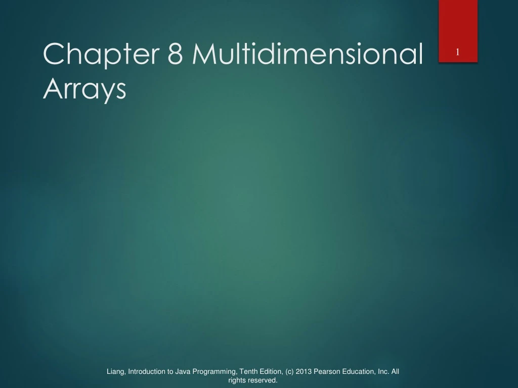 chapter 8 multidimensional arrays