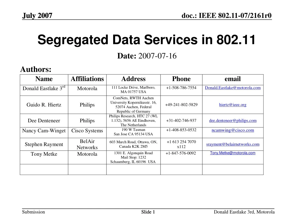 segregated data services in 802 11