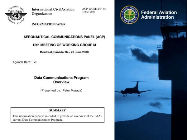 AERONAUTICAL COMMUNICATIONS PANEL (ACP) 12th MEETING OF WORKING GROUP M