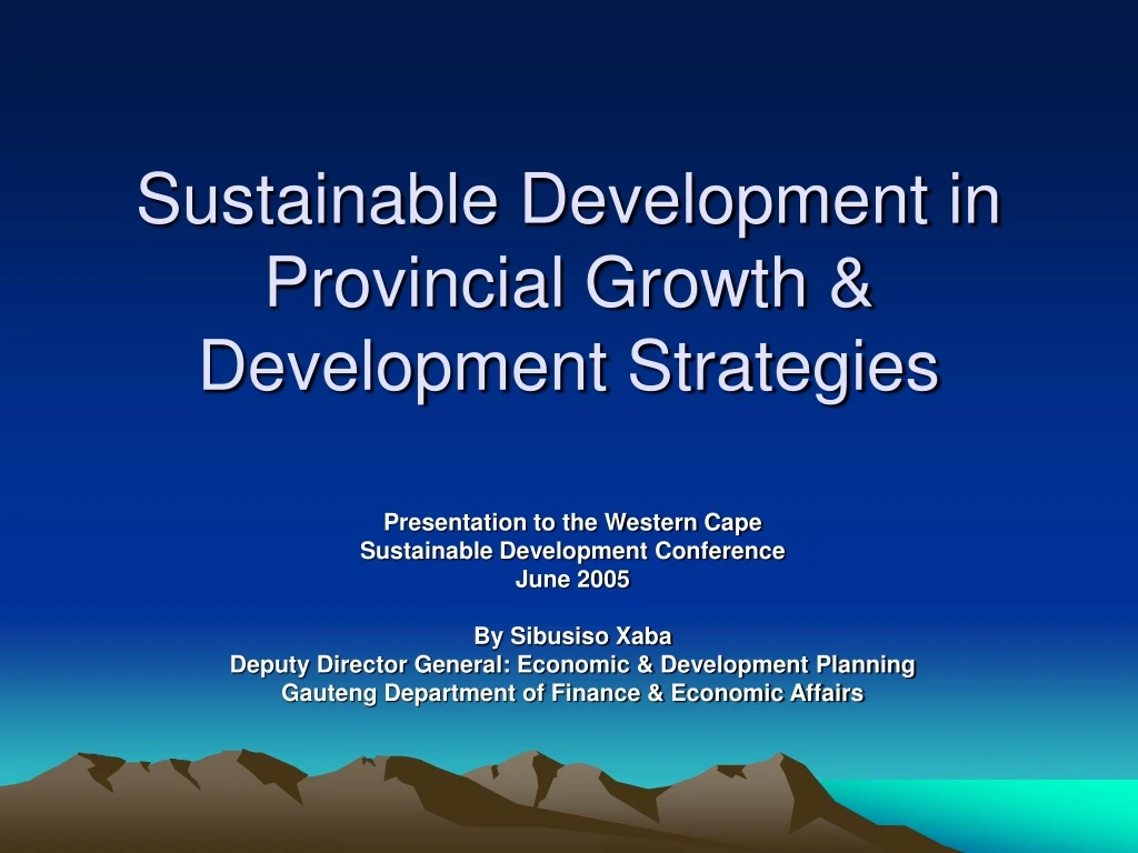 sustainable development in provincial growth development strategies