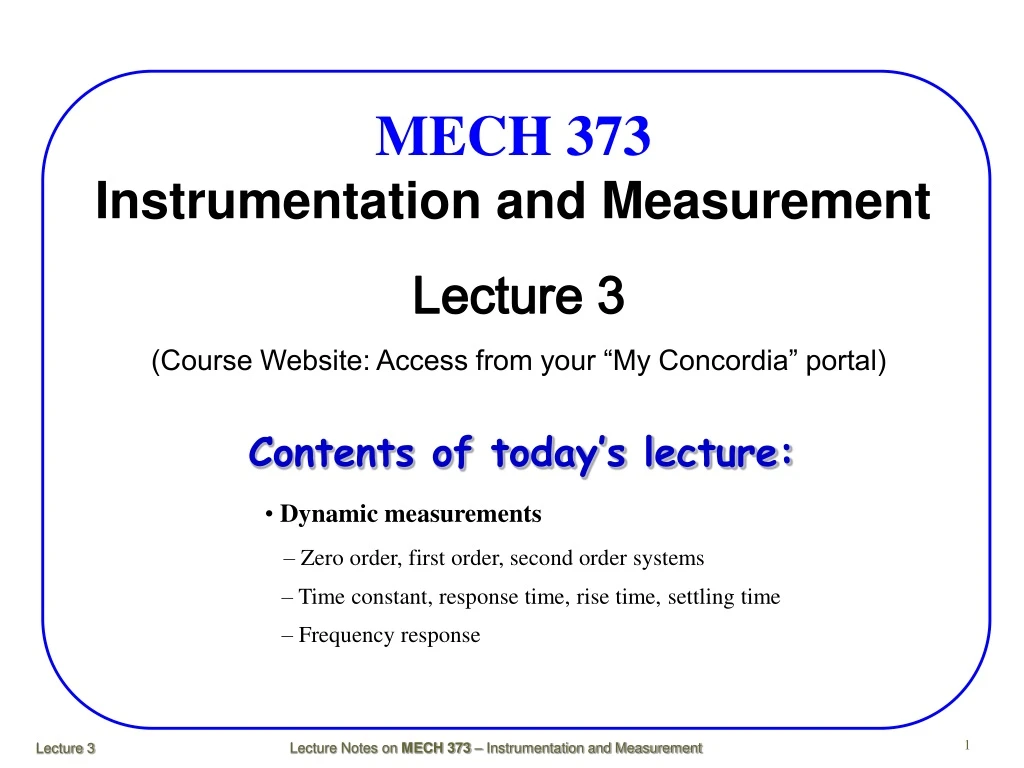 mech 373 instrumentation and measurement