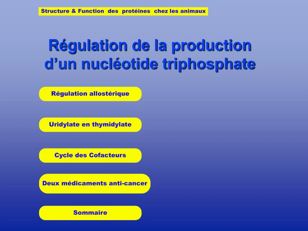 r gulation de la production d un nucl otide triphosphate