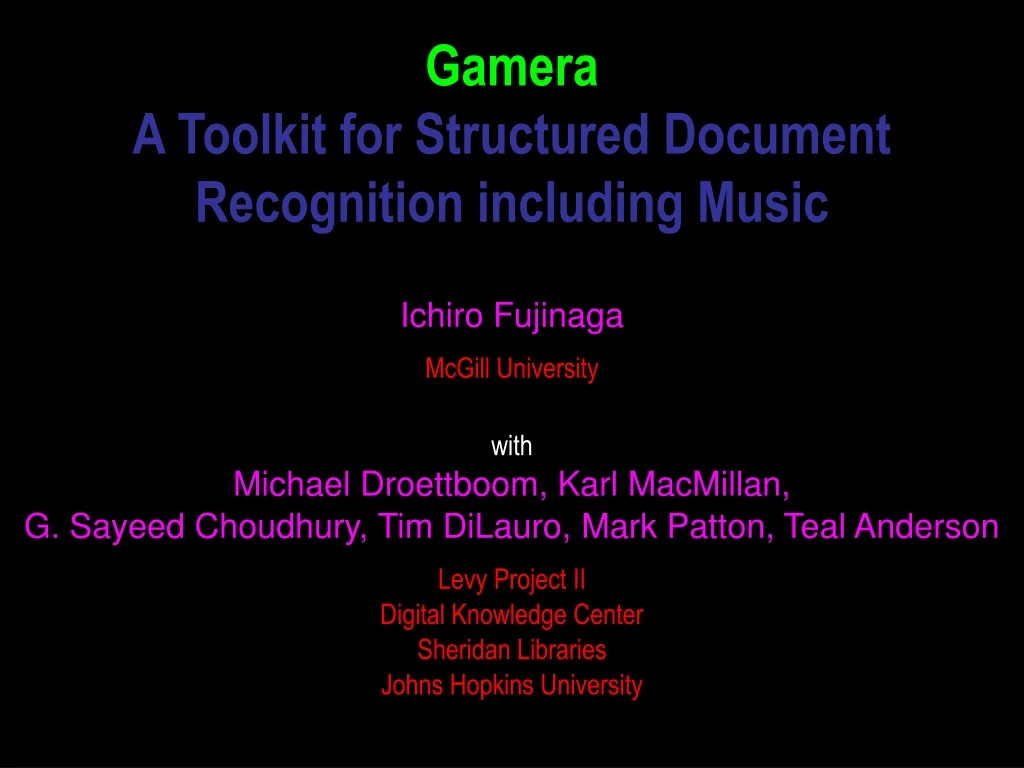 gamera a toolkit for structured document recognition including music
