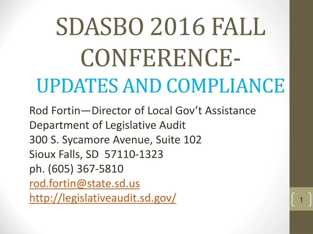sdasbo 2016 fall conference updates and compliance