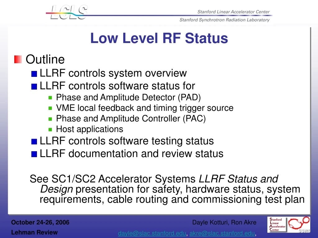 low level rf status