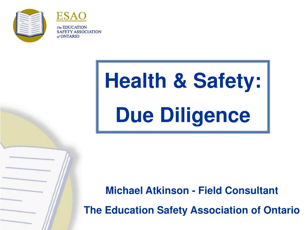 health safety due diligence