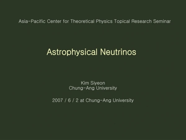 Astrophysical Neutrinos
