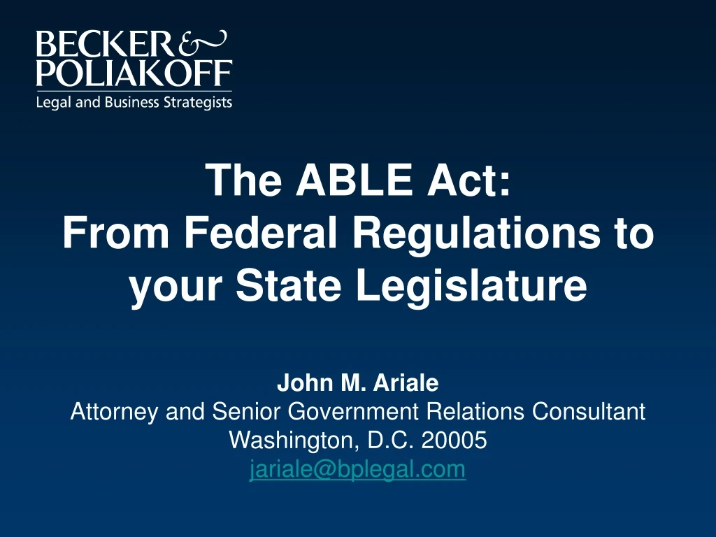 the able act from federal regulations to your state legislature