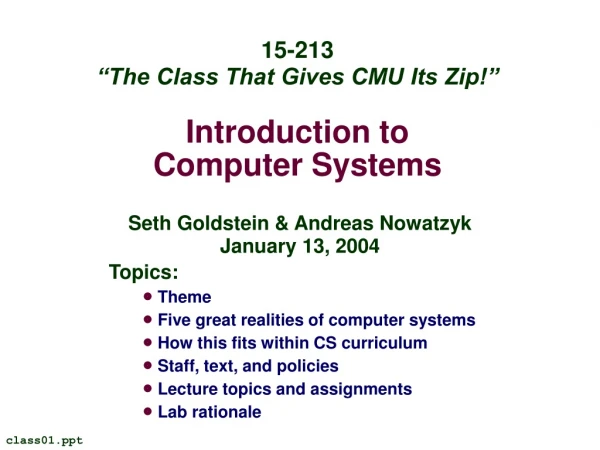 Introduction to Computer Systems