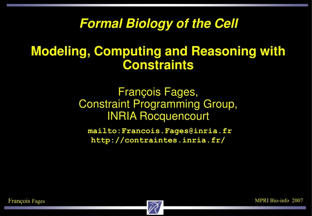 formal biology of the cell modeling computing