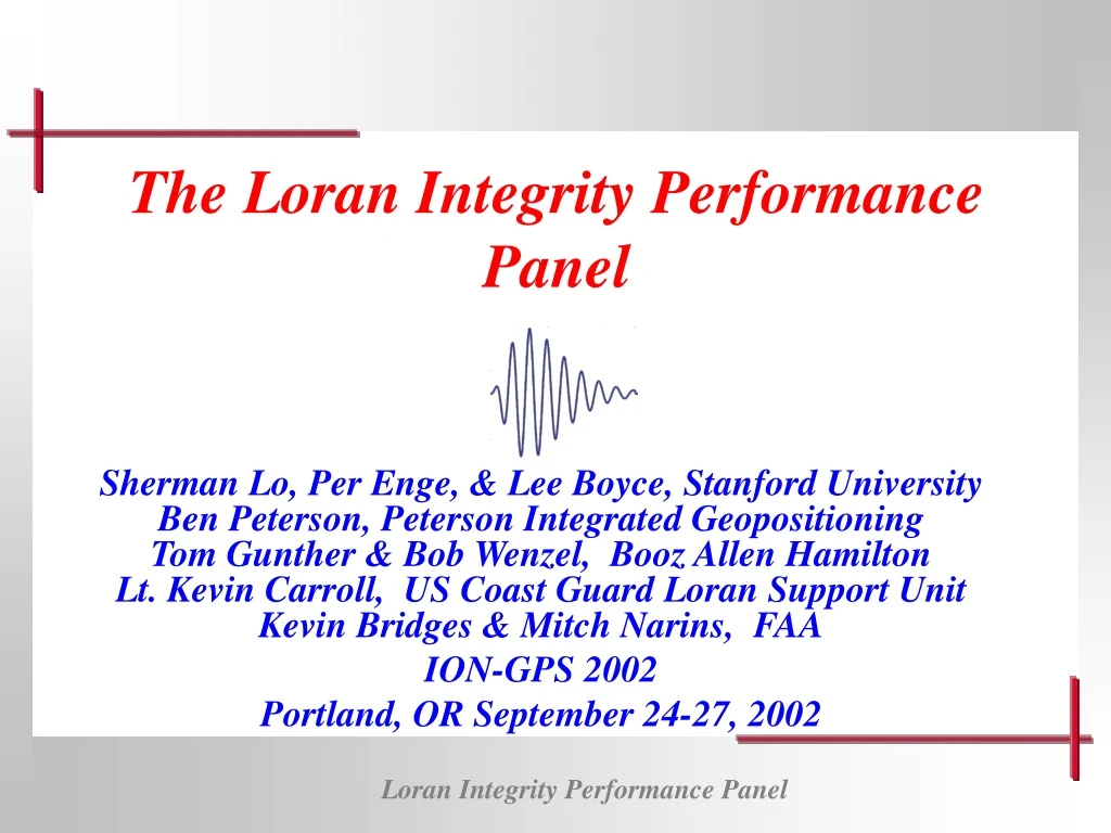 the loran integrity performance panel