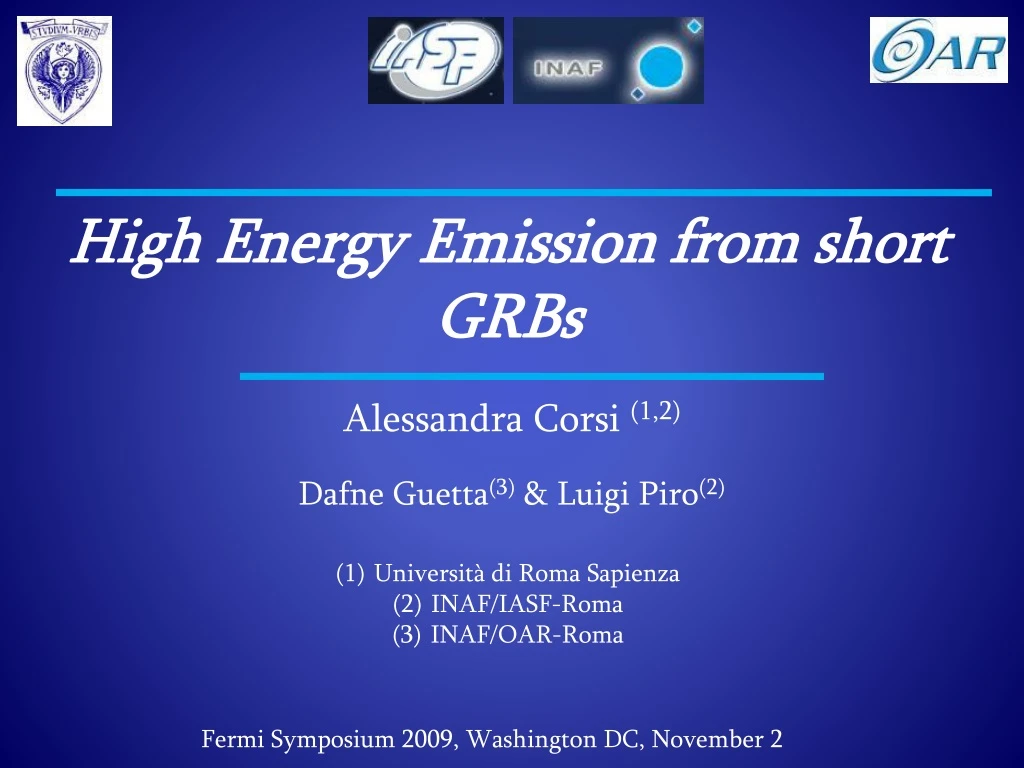high energy emission from short grbs