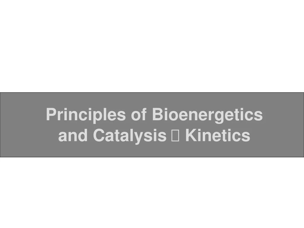 principles of bioenergetics and catalysis kinetics