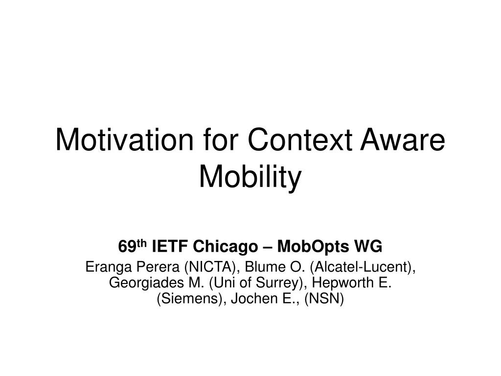 motivation for context aware mobility