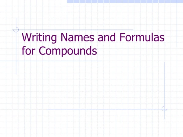 Writing Names and Formulas for Compounds