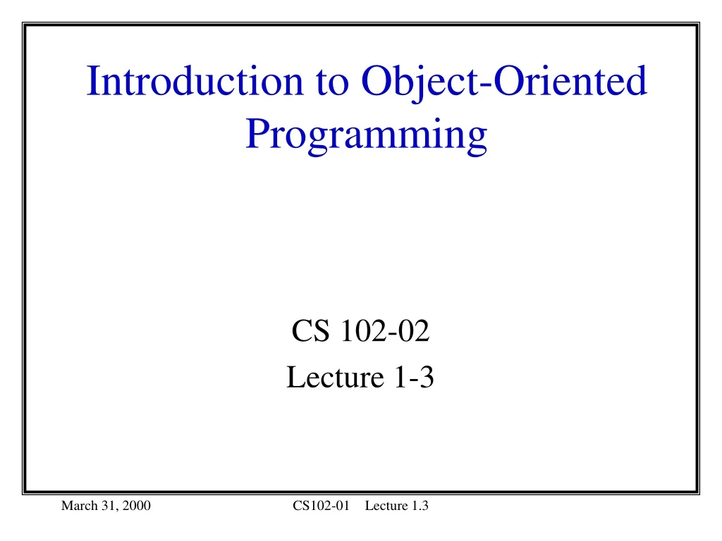 introduction to object oriented programming