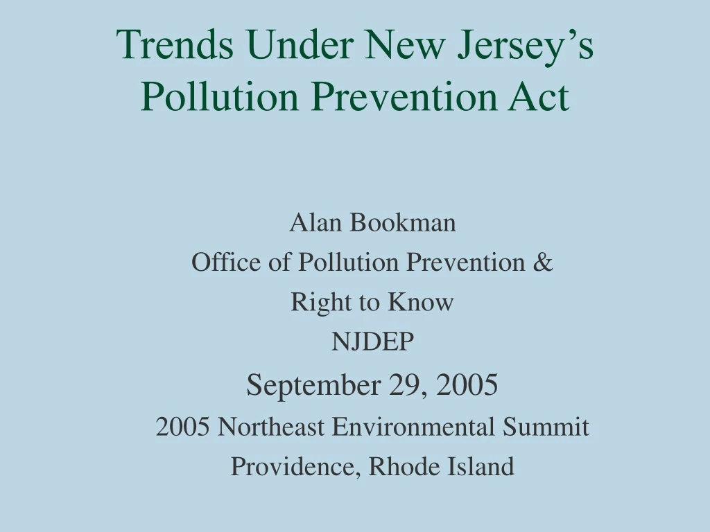 trends under new jersey s pollution prevention act