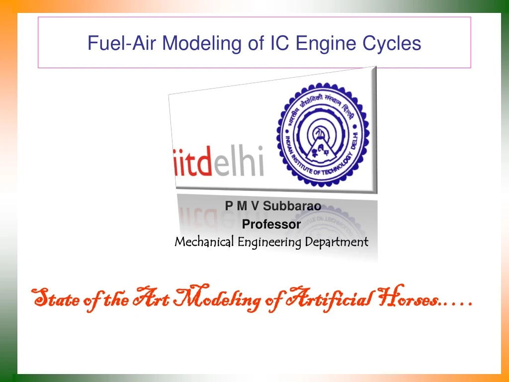 fuel air modeling of ic engine cycles