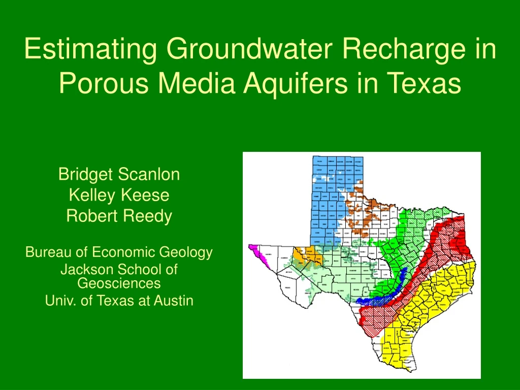 estimating groundwater recharge in porous media aquifers in texas