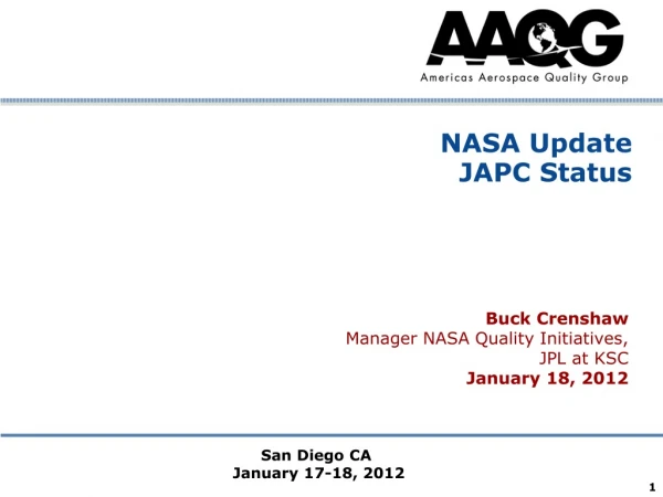 NASA Update  JAPC Status