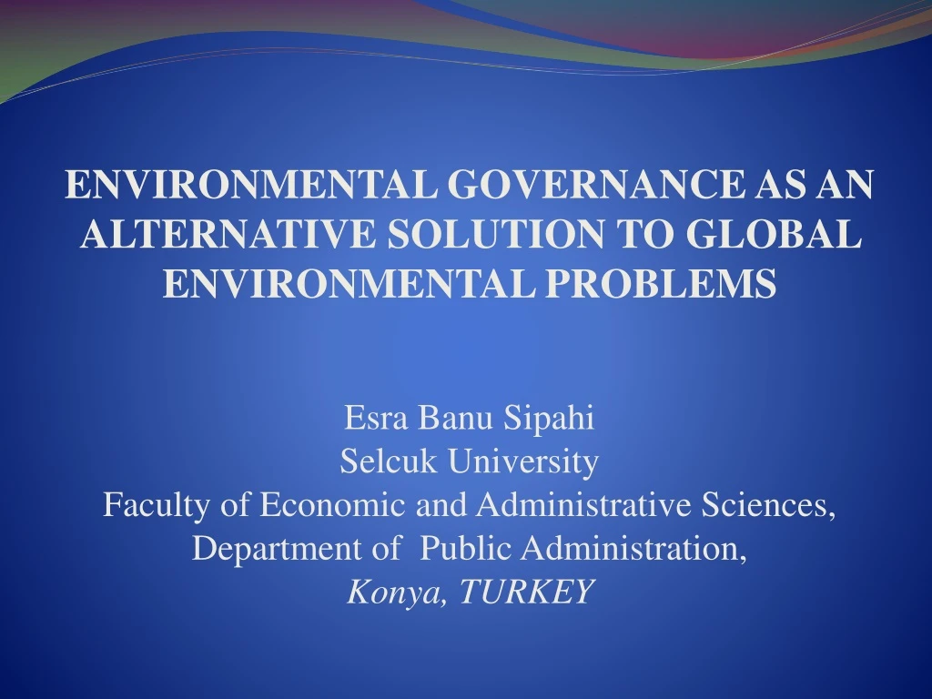 environmental governance as an alternative