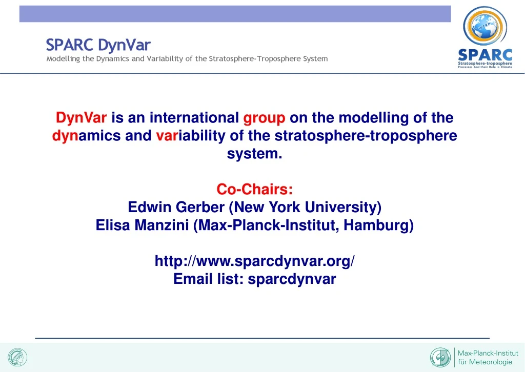 dynvar is an international group on the modelling