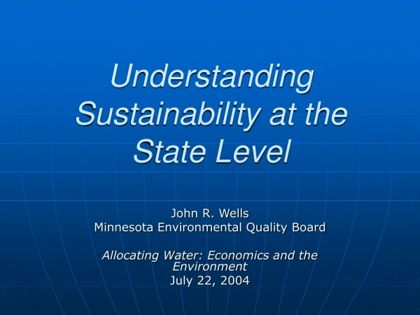 Understanding Sustainability at the State Level